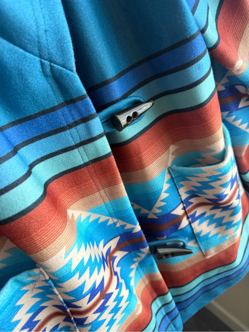 NWOT Yellowstone Beth Dutton Blue Aztec Hooded Coat Costume Jacket